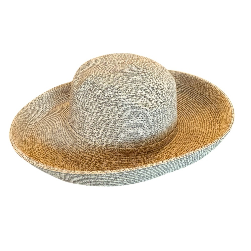 Cream and Tan Wide-Brimmed Sun Hat - Picture 2 of 9